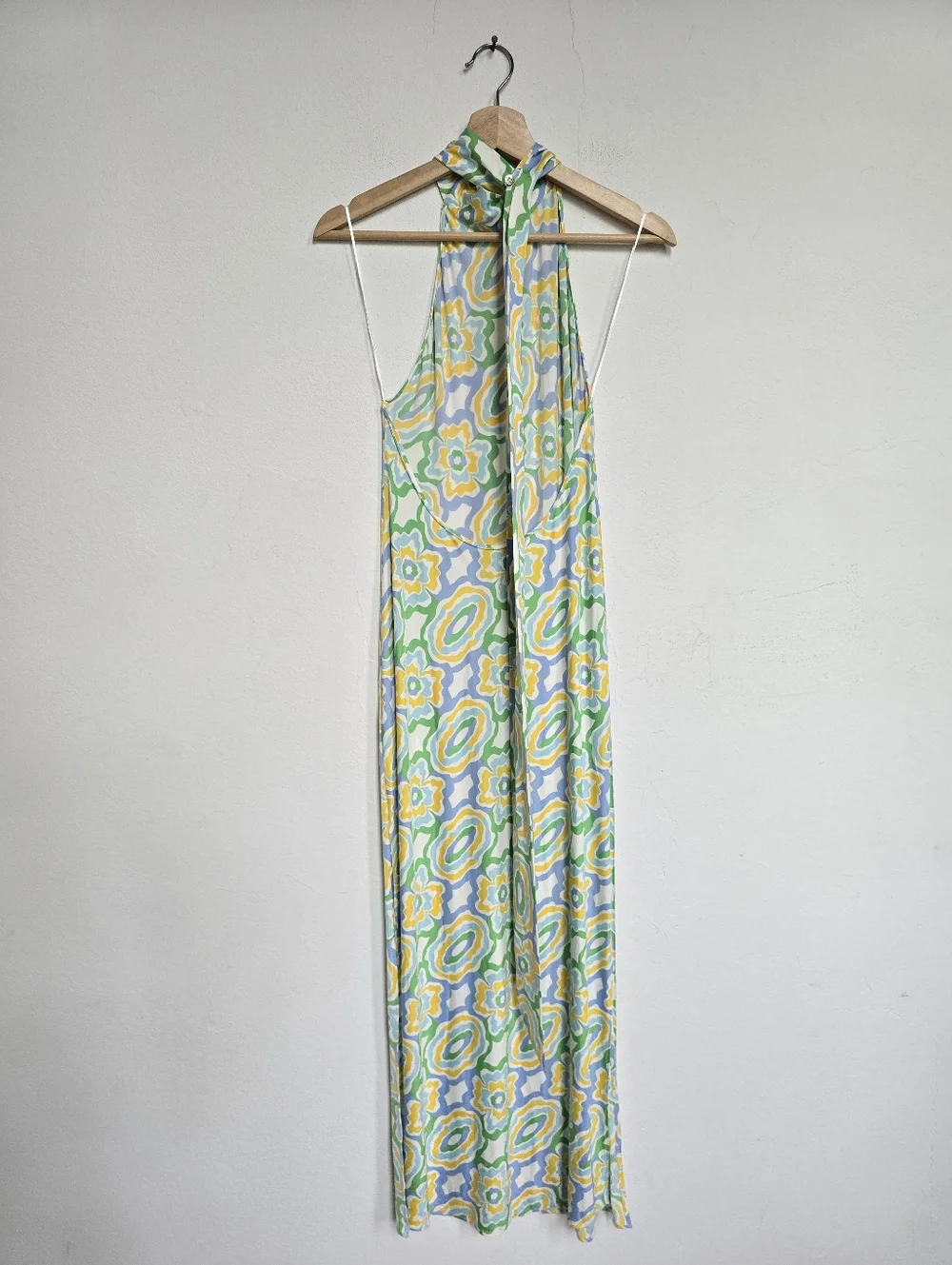 ZARA Viral Halter Maxi Dress Open Back Floral Scarf Tie Euro Summer S - Picture 10 of 17